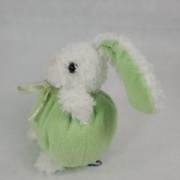 Friendzies Bunny Rabbit Plush White Green 6 Inch Target 2001 Stuffed Animal Toy - Picture 3 of 8
